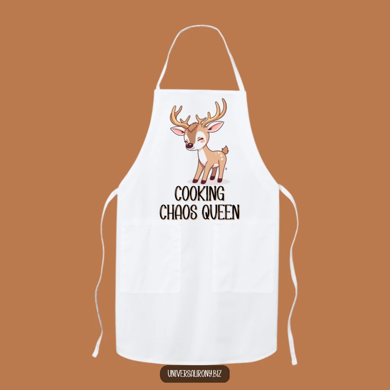 Kawaii Deer Tripping Funny Apron - Kitchen Antler Mishap Gift