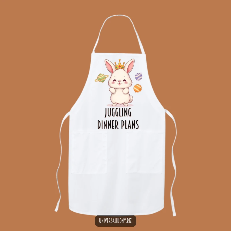 Funny Bunny Juggling Planets Apron: Kitchen Comedy for Galactic Chefs