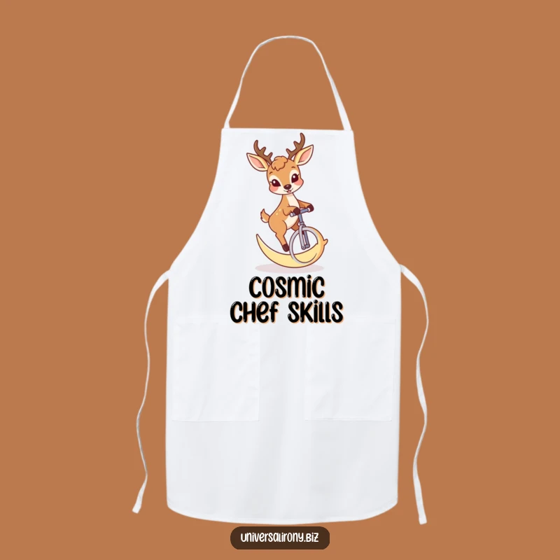 Funny Deer Moon Unicycle Apron - Kitchen Humor for the Mischievous Cook