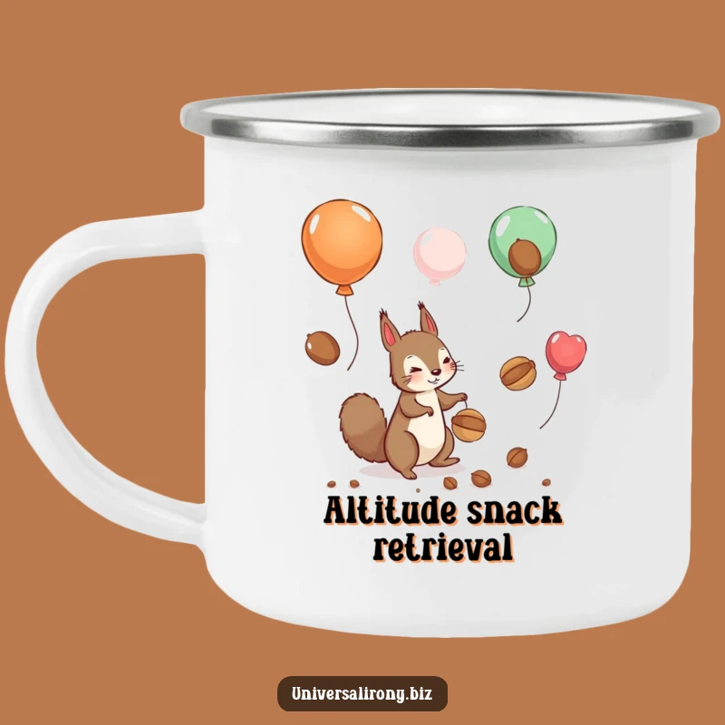 Funny Squirrel Balloon Camping Mug: Adventure Fuel for Nut Chasers