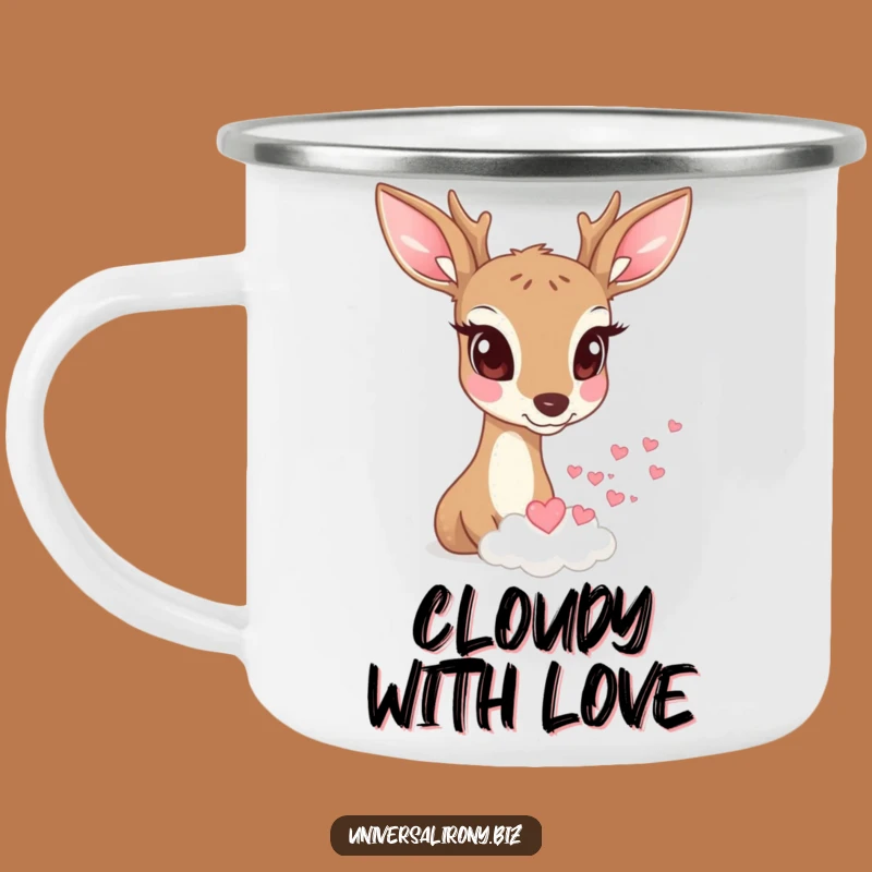 Funny Deer Heart Cloud Camping Mug - Whimsical Romance Drinkware