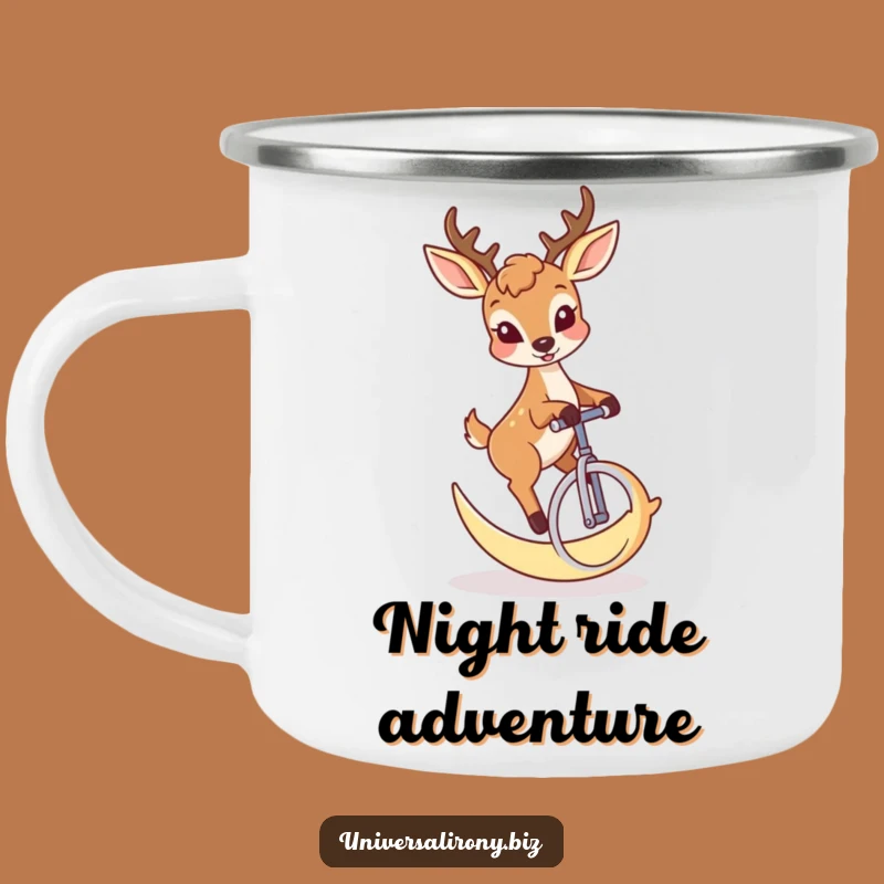 Funny Deer Moon Unicycle Camping Mug - Quirky Night Sky Drinkware