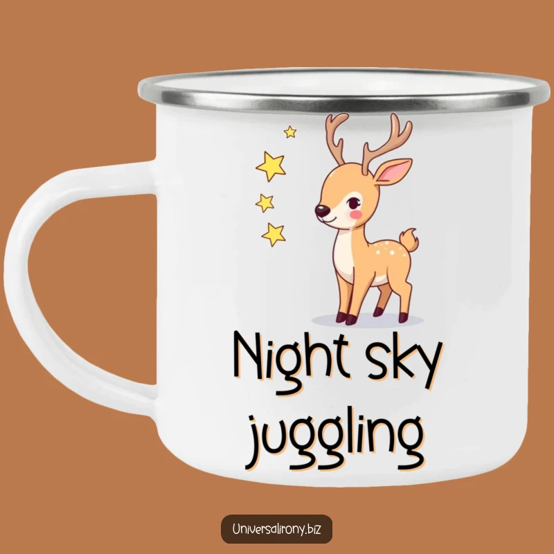 Funny Deer Star Juggling Camping Mug - Celestial Drinkware for Adventures