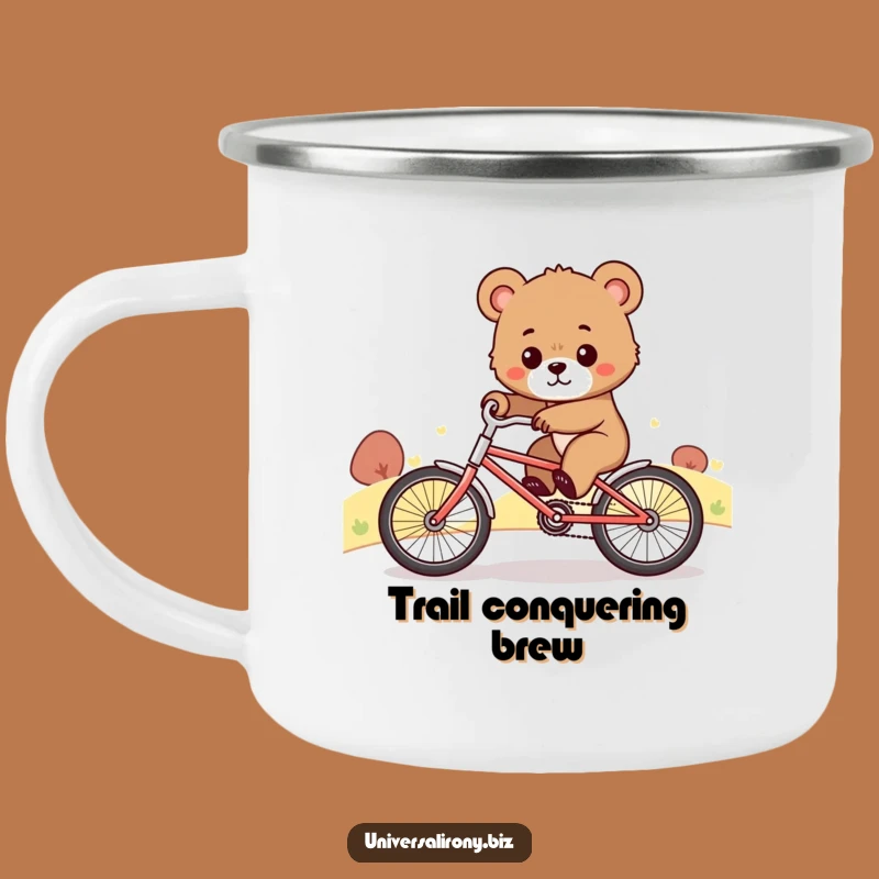 Funny Bear Cub Uphill Bike Camping Mug: Adventure Fuel for Determined Explorers