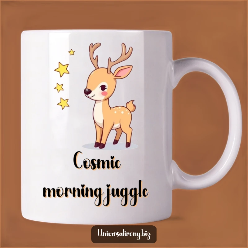 Funny Deer Star Juggling Mug - Whimsical Celestial Gift for Dreamers