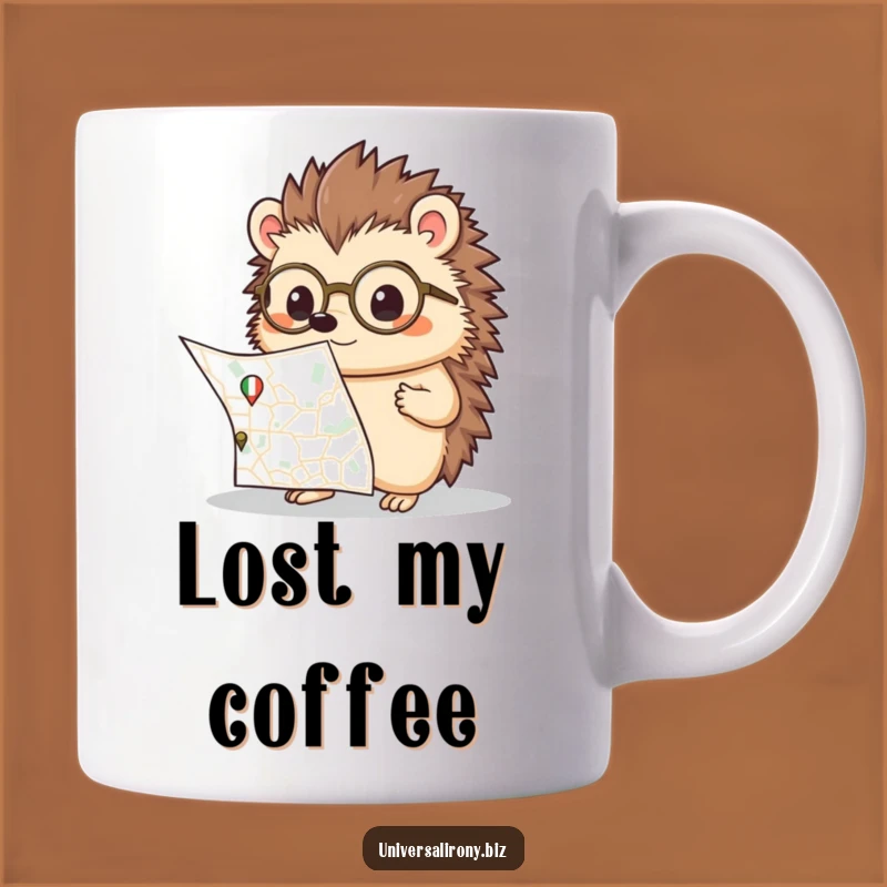Funny Kawaii Hedgehog Map Confusion Mug - Lost Explorer Gift Idea