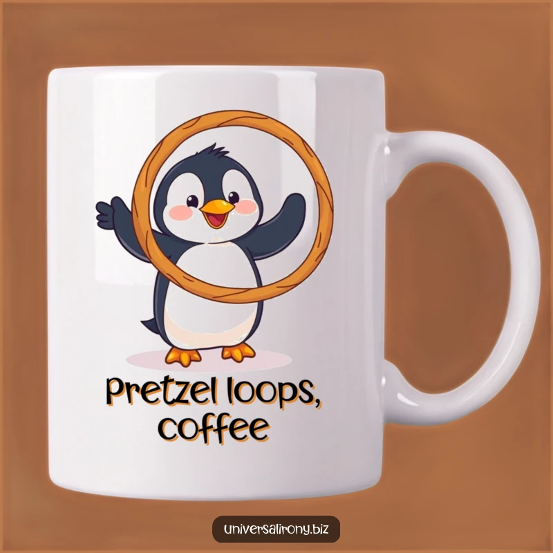 Funny Clumsy Penguin Pretzel Mug: Hilarious Snack Hoop Fun for Quirky Drinkers