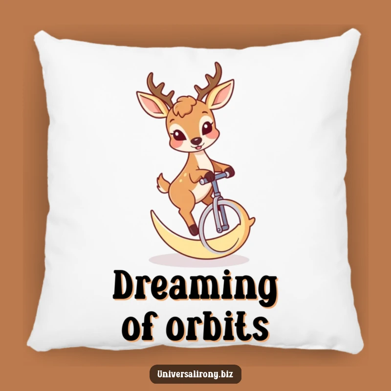 Funny Deer Moon Unicycle Pillow - Cozy Comfort with Celestial Whimsy