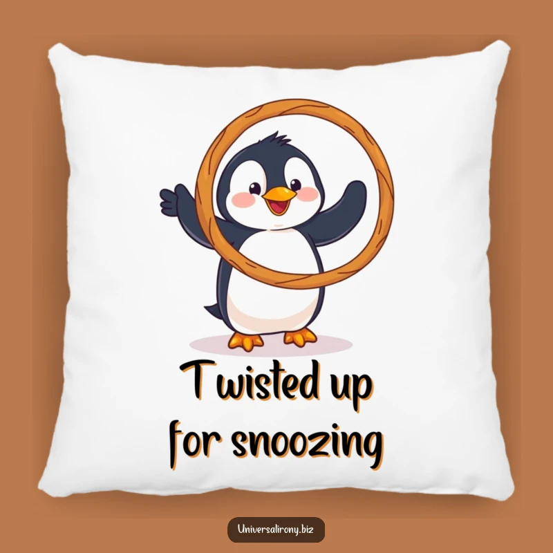 Funny Penguin Pretzel Pillow: Cozy Comfort with Snack Hoop Silliness