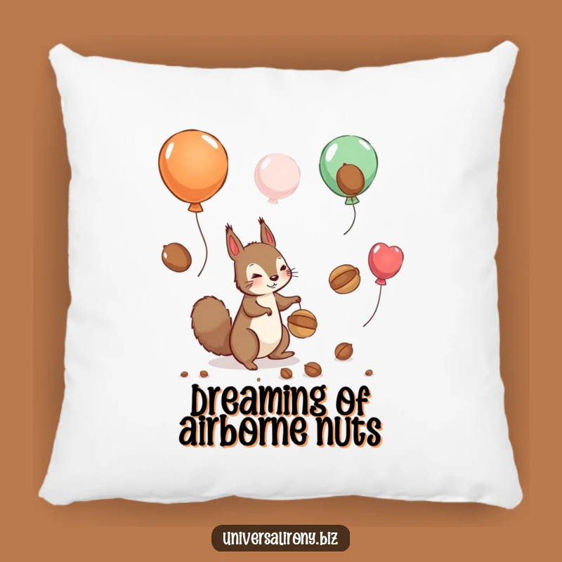 Funny Squirrel Balloon Pillow: Cozy Comfort with Airborne Nut Adventures