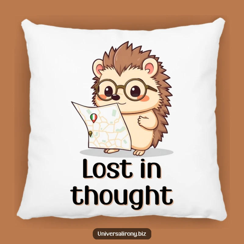 Cozy Kawaii Hedgehog Map Funny Pillow - Bewildered Comfort Gift