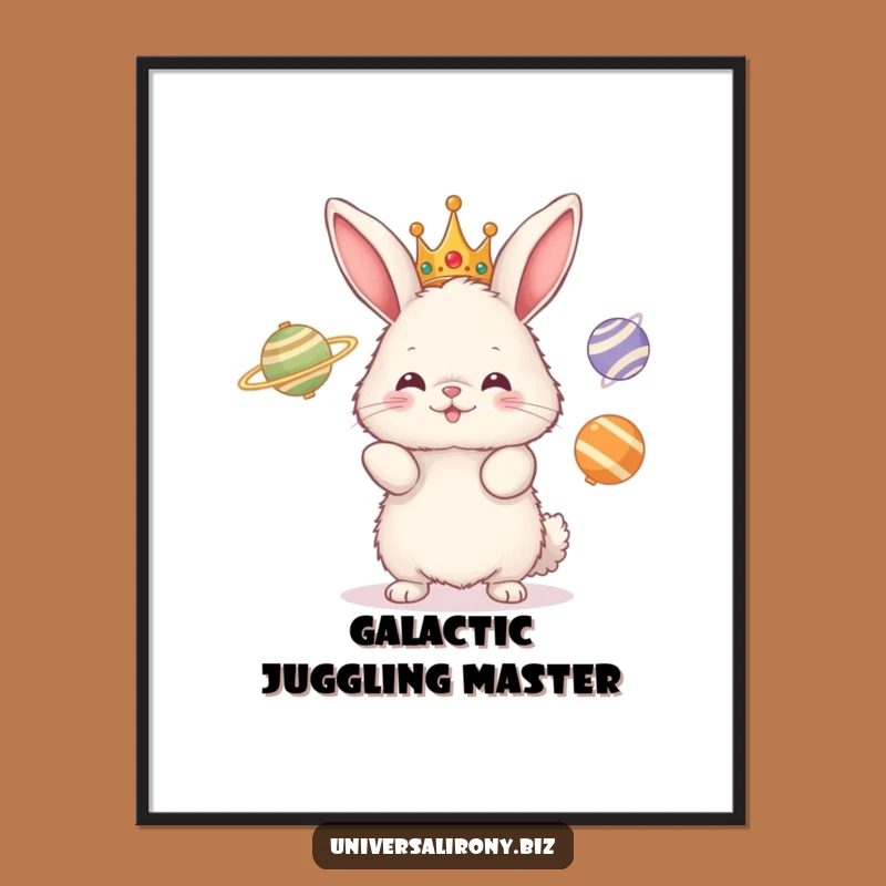 Funny Bunny Juggling Planets Digital Art: Instant Cosmic Laughs for Your Walls