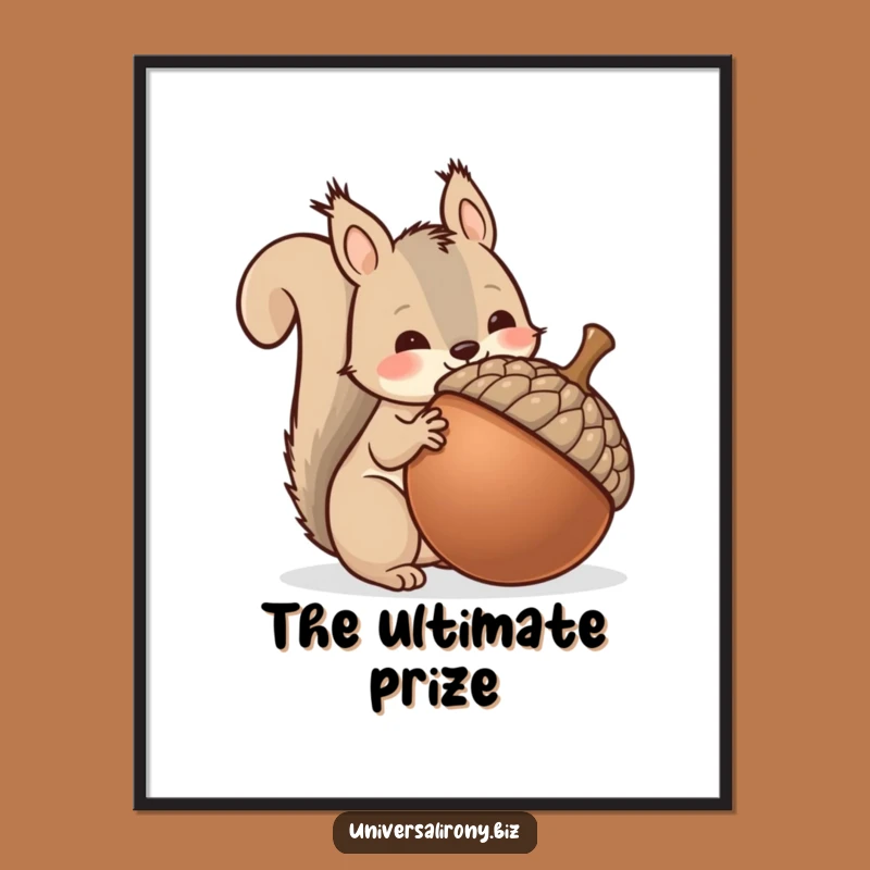 Funny Kawaii Squirrel Acorn Digital Art - Giant Hoard Print Gift
