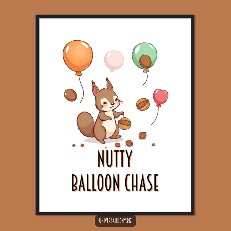 Funny Squirrel Balloon Digital Art: Instant Whimsy for Your Walls