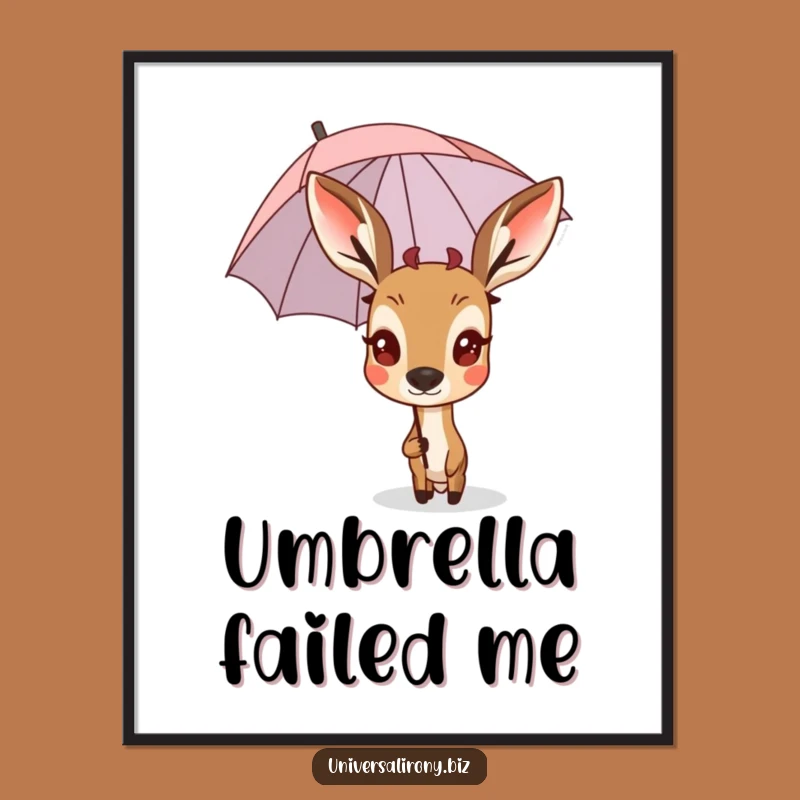 Funny Deer Umbrella Digital Art - Whimsical Surprise Wall Decor Download