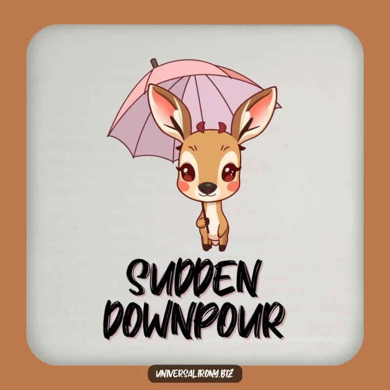 Funny Deer Umbrella Drink Coaster - Protect Surfaces with Playful Humor