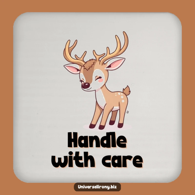 Kawaii Deer Tripping Funny Drink Coaster - Antler Mishap Table Gift