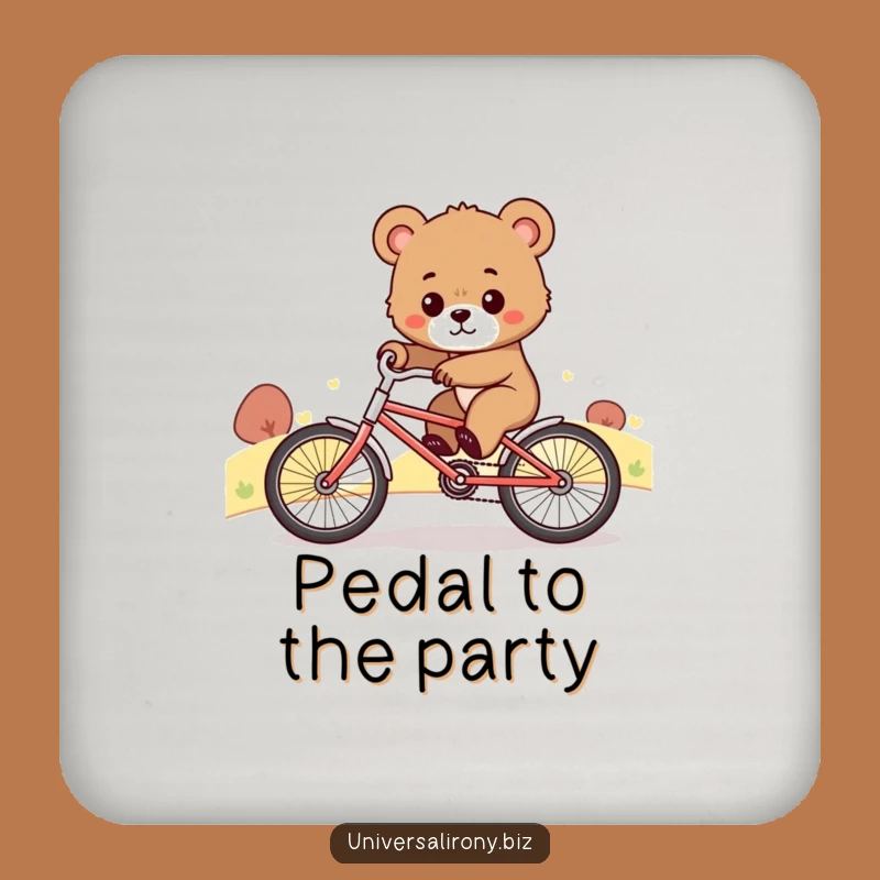 Funny Bear Cub Bicycle Coaster: Protect Surfaces with Determined Charm