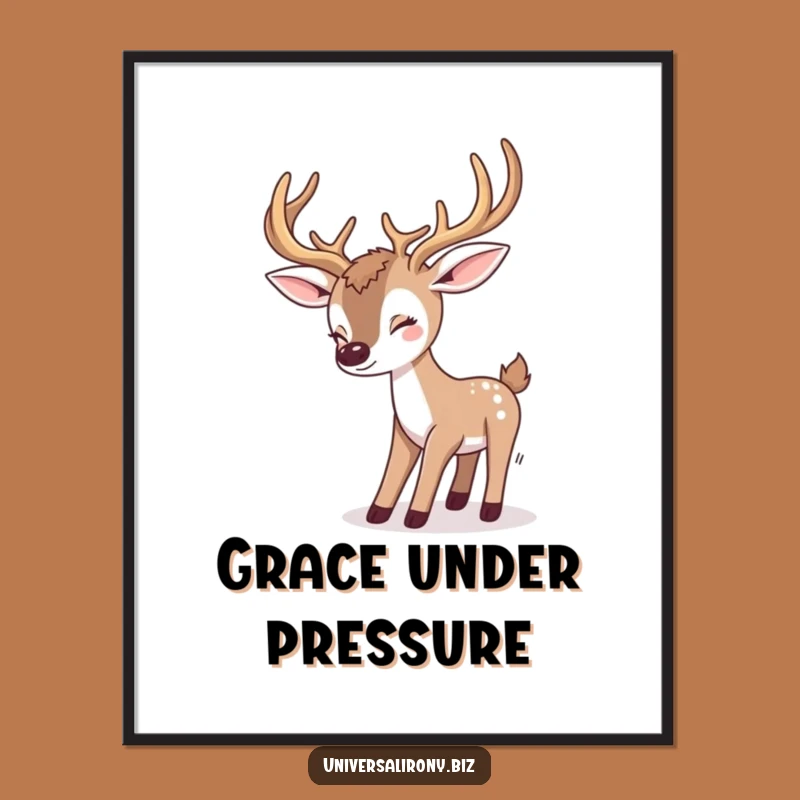 Funny Kawaii Deer Tripping Poster - Adorable Antler Mishap Art Gift