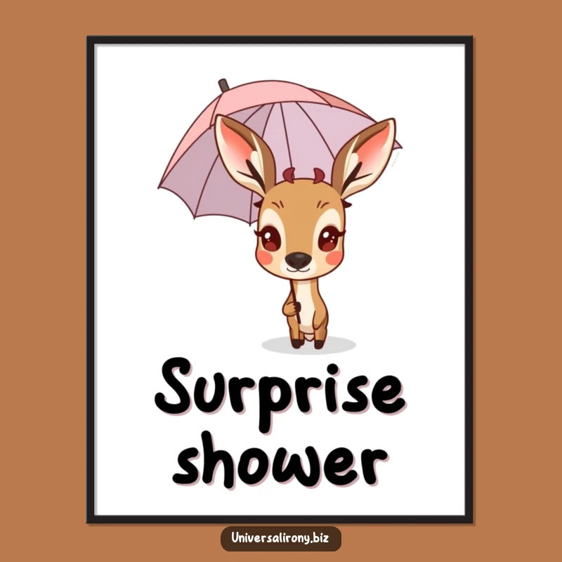 Funny Deer Umbrella Poster - Whimsical Wall Art for a Laugh