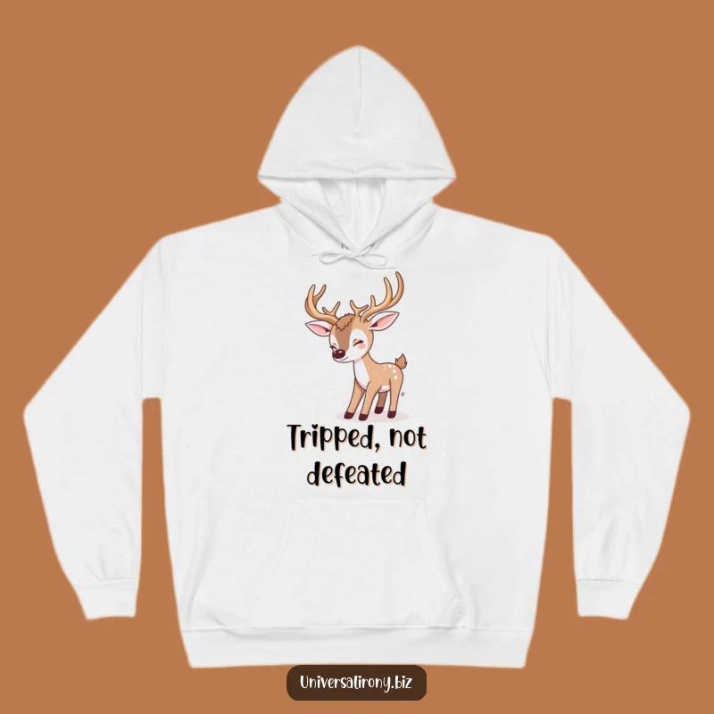 Cozy Kawaii Deer Tripping Funny Hoodie - Comfy Antler Mishap Gift