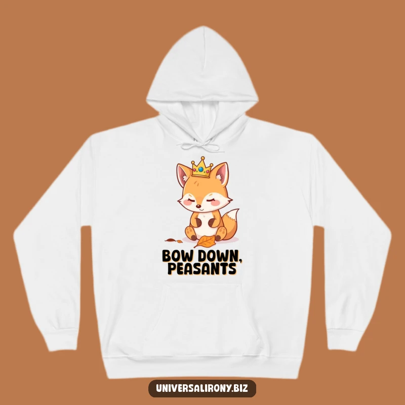 Cozy Kawaii Fox Crown Funny Hoodie - Regal Smugness Gift