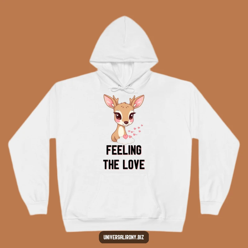 Cozy Funny Deer Heart Cloud Hoodie - Warm Love & Whimsy