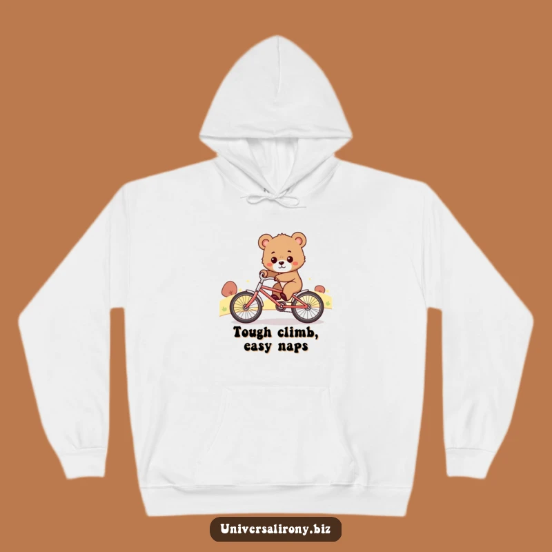 Funny Determined Bear Cub Hoodie: Cozy Sweatshirt for Uphill Bike Ride Enthusiasts