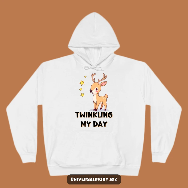 Cozy Funny Deer Star Juggling Hoodie - Warm Celestial Comfort