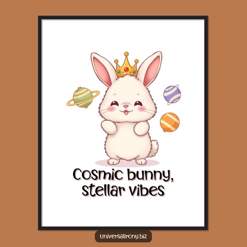 Funny Free Printable Wall Art: Bunny Juggling Planets, Hilarious Downloadable Art for Quirky Home Decor