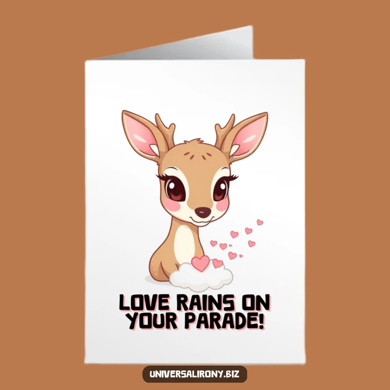 Free Printable Funny Deer Birthday Card: Heart Cloud Surprise Downloadable Gift