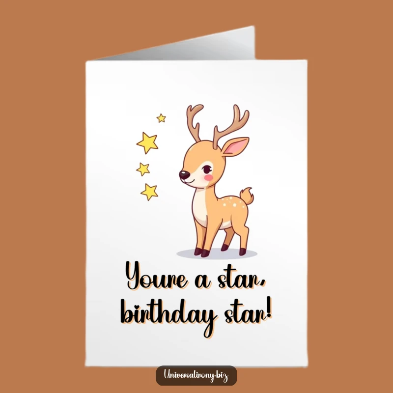 Free Printable Funny Deer Birthday Card: Star Juggler Downloadable Surprise Gift