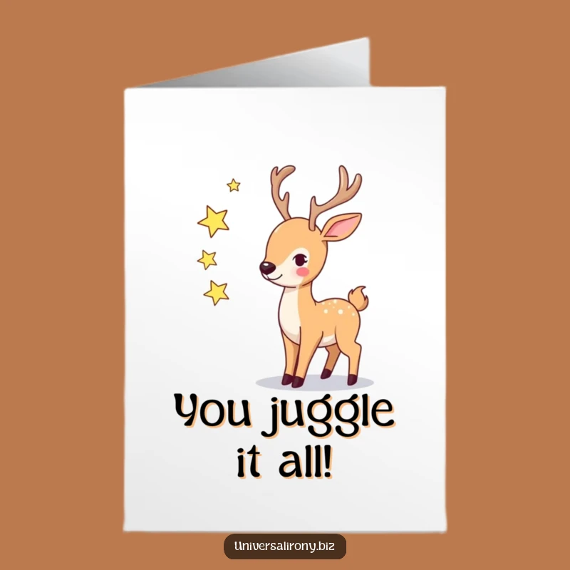 Free Printable Funny Deer Congrats Card: Star Achievements Downloadable Gift