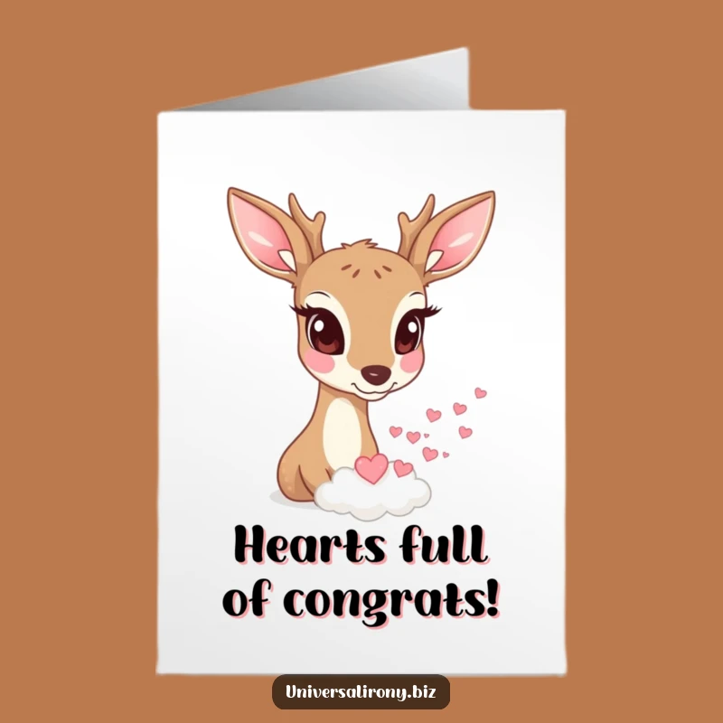 Free Printable Funny Deer Congrats Card: Heart Shower Downloadable Gift