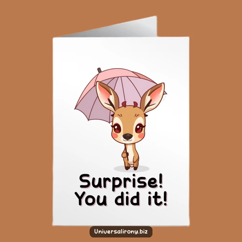 Free Printable Funny Deer Congratulations Card: Unexpected Joy Downloadable Gift