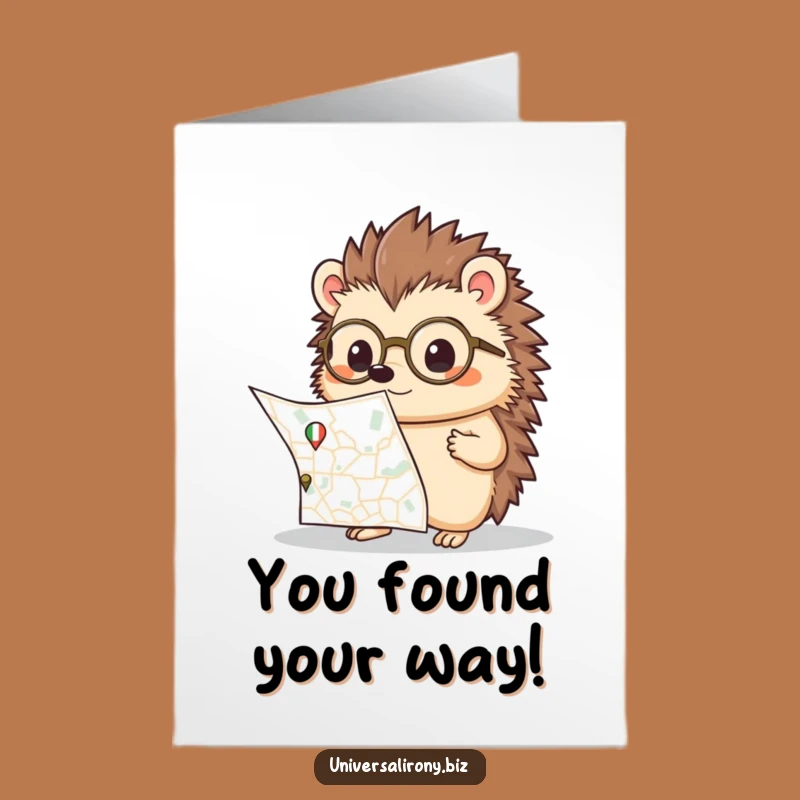 Free Printable Congrats Card: Hedgehog Finds Success on the Map