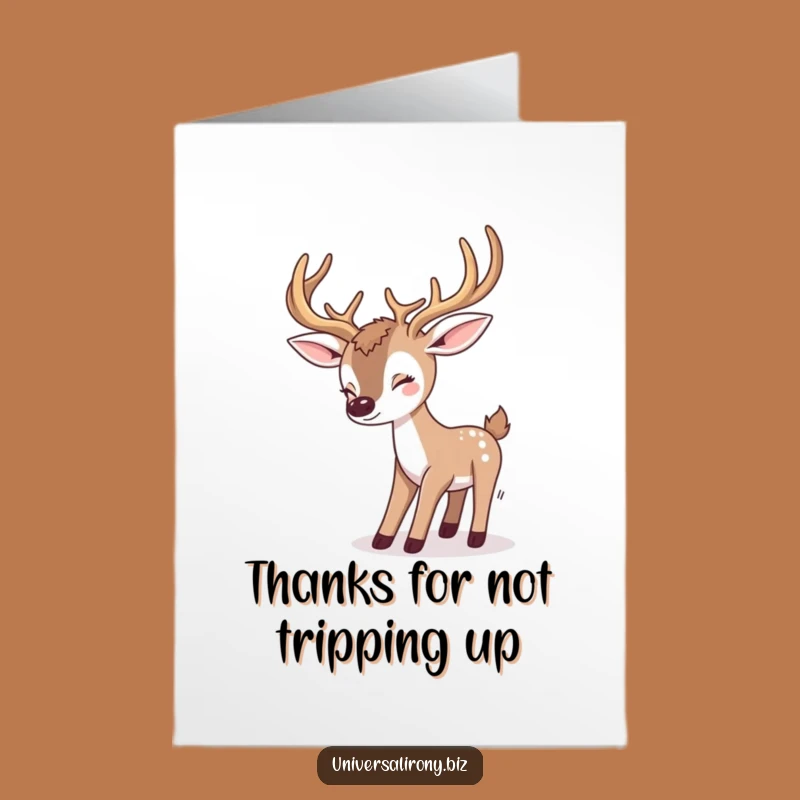 Funny Free Printable Thank You Card: Kawaii Deer's Goofy Gratitude