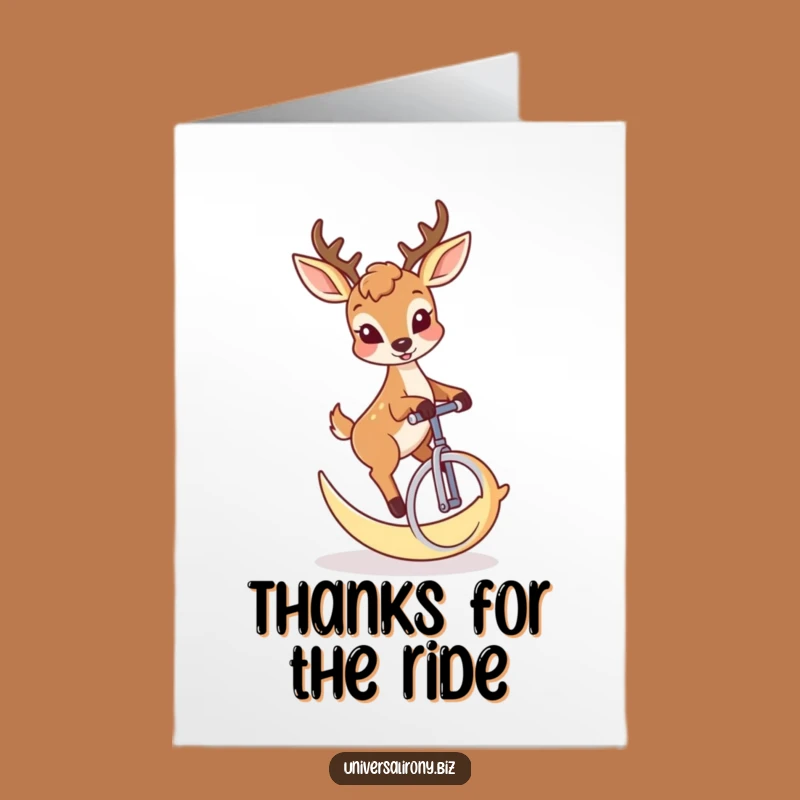 Free Printable Funny Deer Thank You Card: Moon Ride Gratitude Downloadable