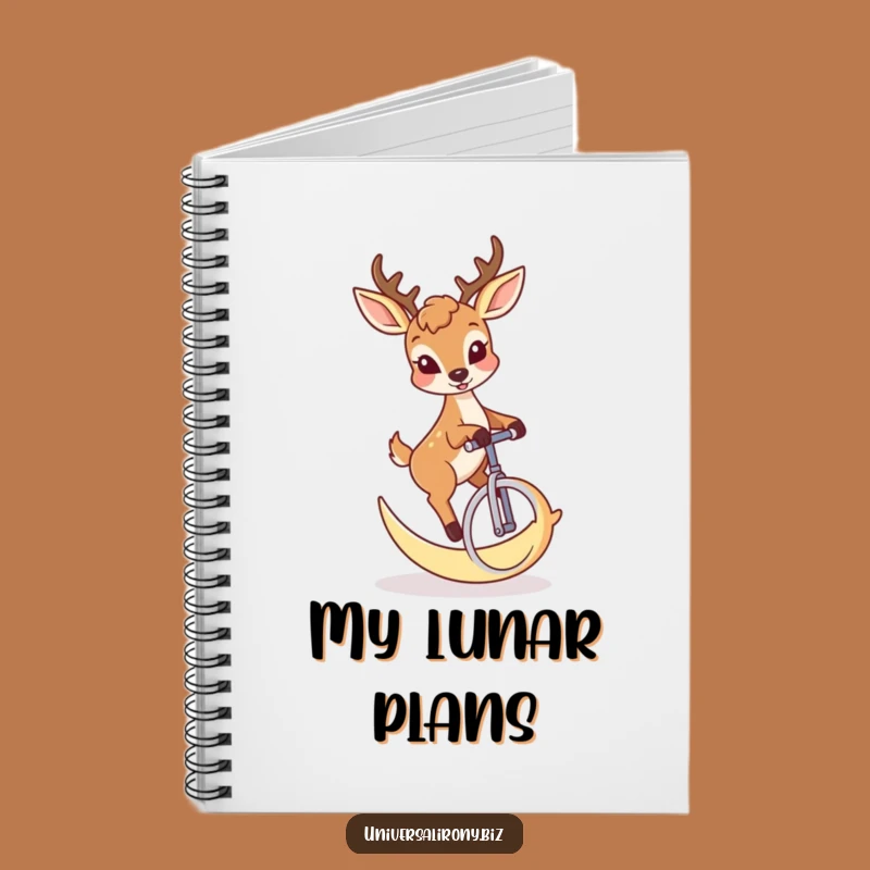 Funny Deer Moon Unicycle Notebook - Jot Down Adventures Under the Moon