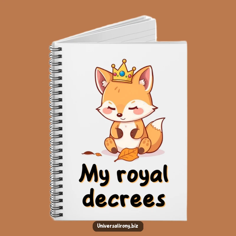 Kawaii Fox Crown Funny Notebook - Royal Journal Gift Idea