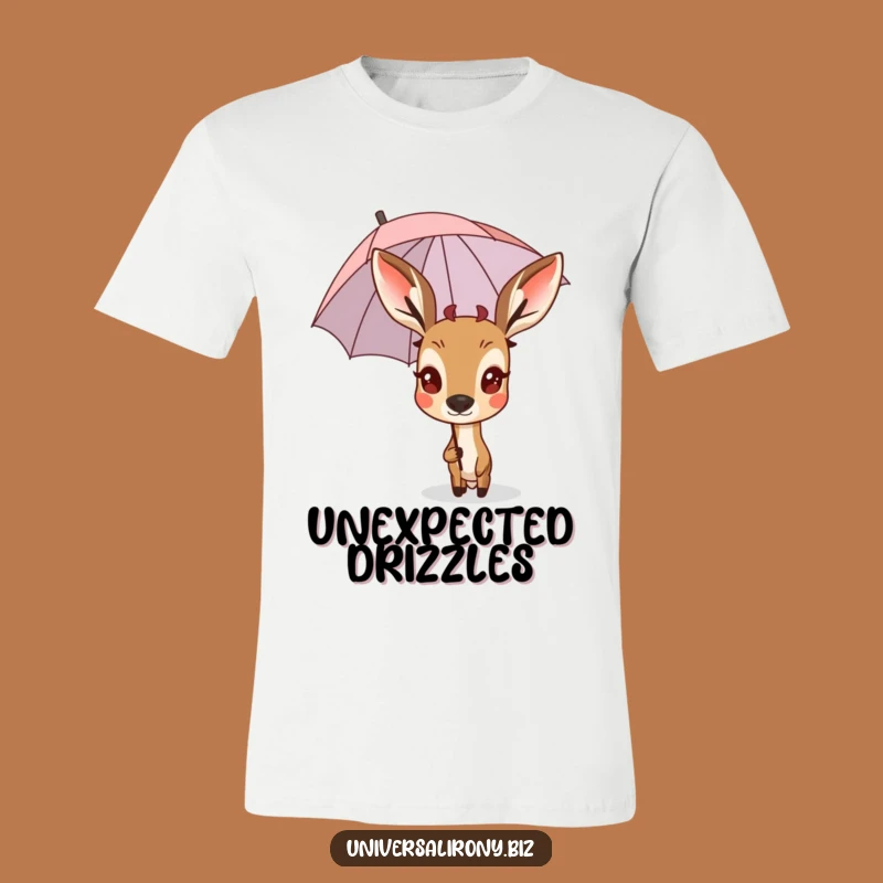 Funny Deer Umbrella T-Shirt - Whimsical Surprise Animal Tee for All