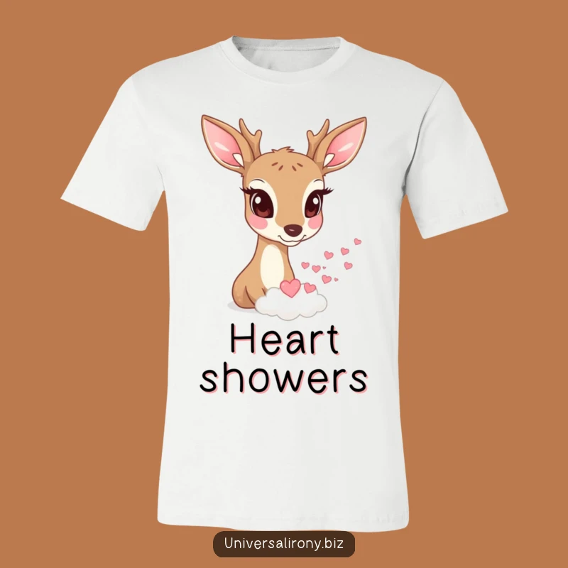 Funny Deer Heart Cloud T-Shirt - Whimsical Love Scene Tee