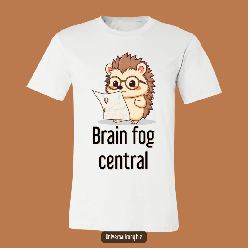 Kawaii Hedgehog Lost Funny T-Shirt - Spectacled Map Mishap Tee Gift