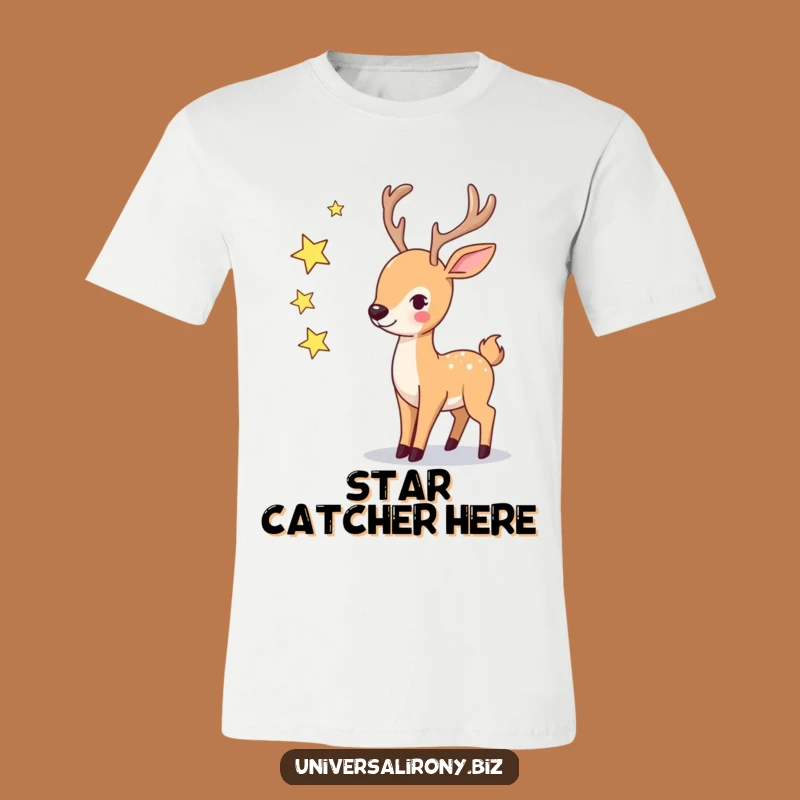 Funny Deer Star Juggling T-Shirt - Whimsical Celestial Tee for Dreamers