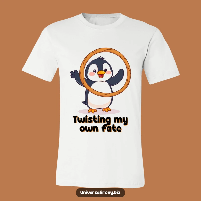 Funny Clumsy Penguin Pretzel Tee: Hilarious Hula Hoop T-Shirt for Snack Lovers