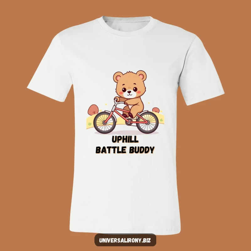 Funny Bear Cub Bicycle Tee: Hilarious Determined Rider T-Shirt for Adventure Lovers