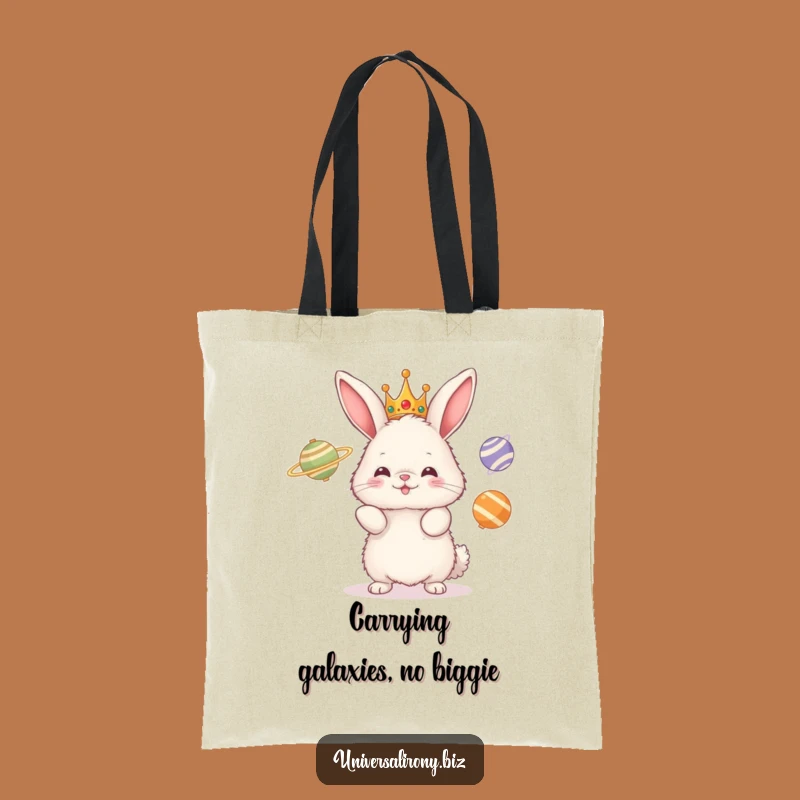 Funny Bunny Planet Juggler Tote Bag: Carry Your Laughs with Galactic Style