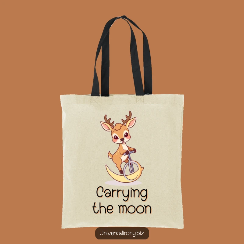 Funny Deer Moon Unicycle Tote Bag - Carry Your Mischief & Essentials