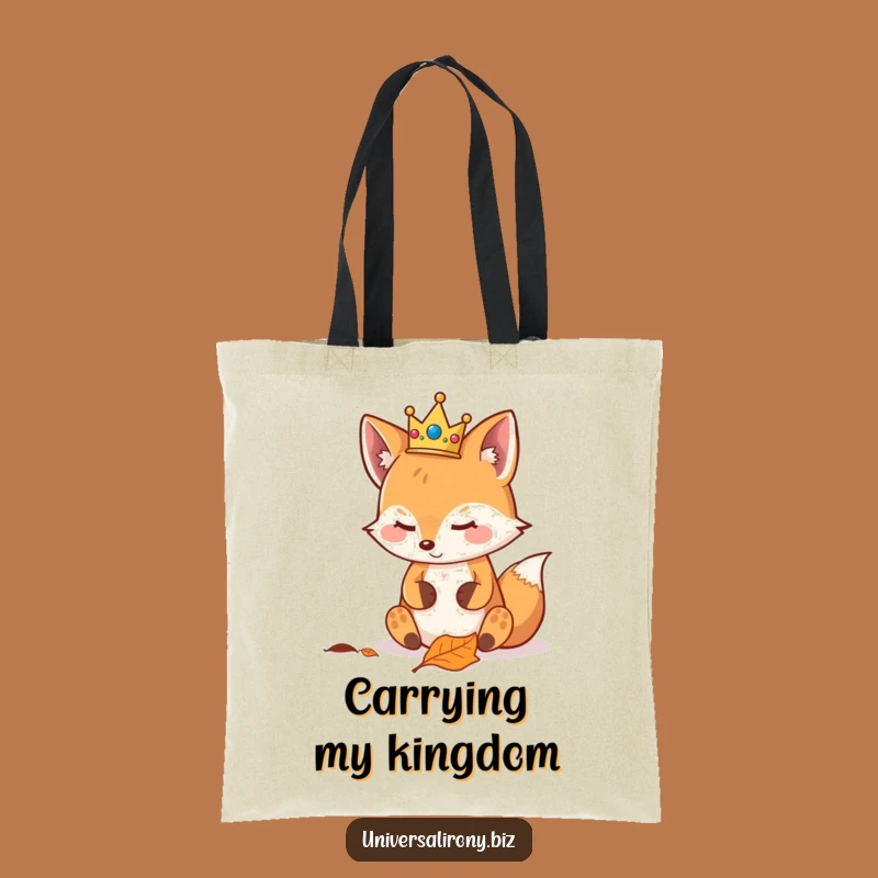 Kawaii Fox Crown Funny Tote Bag - Smug Leaf Carryall Gift