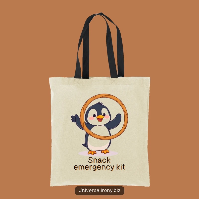 Funny Penguin Pretzel Tote Bag: Carry Your Laughs with Snack Hoop Style